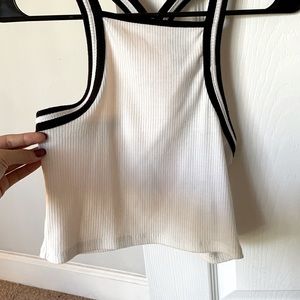 Black & white crop top in cotton (Forever 21)